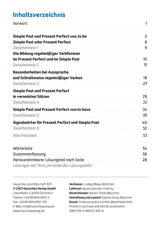 Produktbild: Simple Past & Present Perfect. Englisch ab 6. Klasse und f&uuml;r Erwachsene, A5-Heft