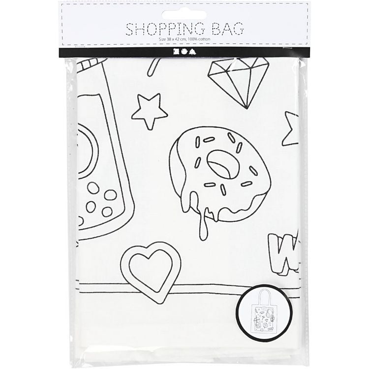 Produktbild: Creativ Company Tragetasche zum Ausmalen, Gr&ouml;&szlig;e 38x42 cm, 130 g, Wei&szlig;, 1 Stk