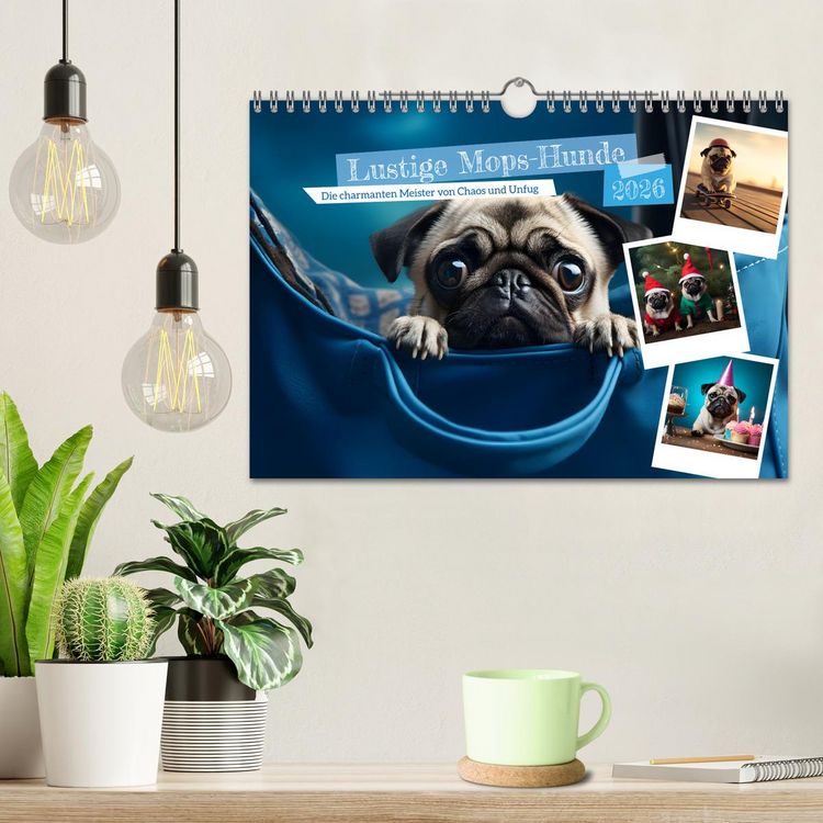Produktbild: Lustige Mops-Hunde: Die charmanten Meister von Chaos und Unfug (Wandkalender 2026 DIN A4 quer), CALVENDO Monatskalender