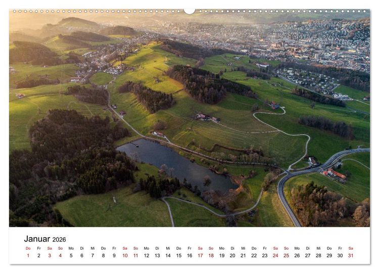 Produktbild: Luftbildkalender St. Gallen 2026 (hochwertiger Premium Wandkalender 2026 DIN A2 quer), Kunstdruck in Hochglanz