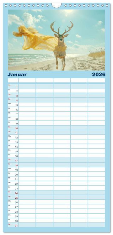 Produktbild: Familienplaner 2026 - Hei&szlig;er Sommer mit 5 Spalten (Wandkalender, 21 x 45 cm) CALVENDO