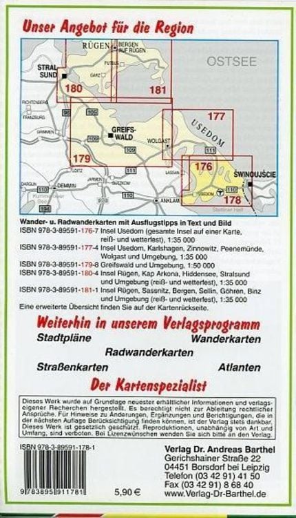 Produktbild: Insel Usedom, Ahlbeck, Heringsdorf, Bansin, Swinemünde und Umgebung 1 : 35 000 Radwander- und Wanderkarte