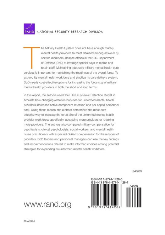 Produktbild: Cost Trade-Offs Between Accessing and Retaining Uniformed Mental Health Providers
