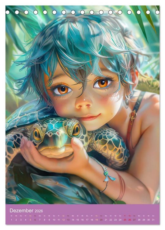 Produktbild: Manga Kinder - Unersch&uuml;tterliche Tierliebe (Tischkalender 2026 DIN A5 hoch), CALVENDO Monatskalender