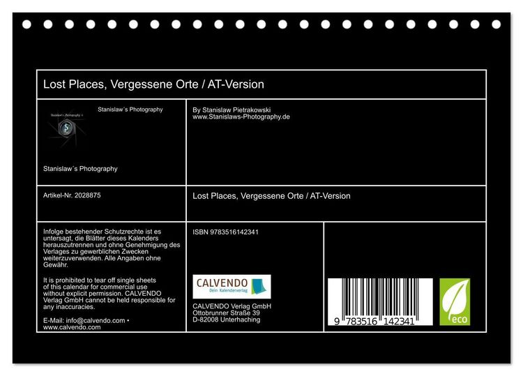 Produktbild: Lost Places, Vergessene Orte / AT-Version (Tischkalender 2026 DIN A5 quer), CALVENDO Monatskalender