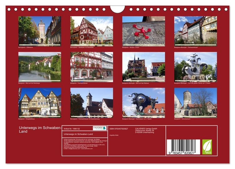 Produktbild: Unterwegs im Schwaben-Land (Wandkalender 2026 DIN A4 quer), CALVENDO Monatskalender
