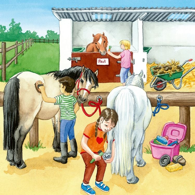 Produktbild: Puzzle Ravensburger Ein Tag auf dem Reiterhof 3 X 49 Teile