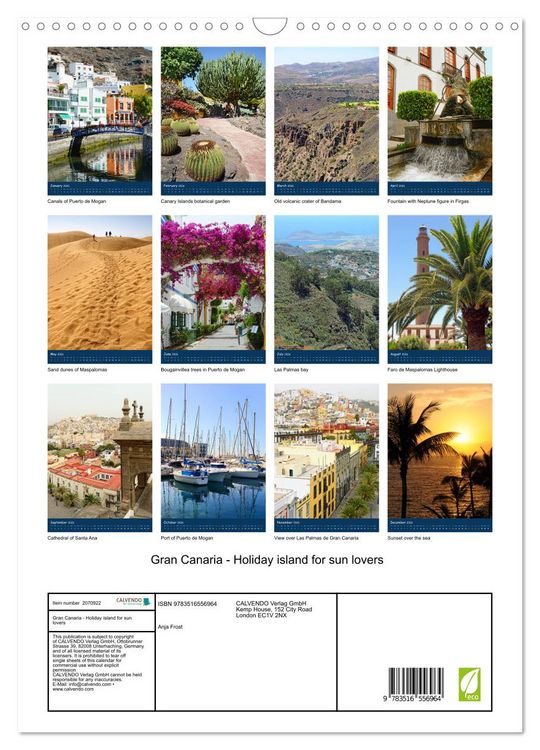 Produktbild: Gran Canaria - Holiday island for sun lovers (Wall Calendar 2026 DIN A3 portrait), CALVENDO 12 Month Wall Calendar