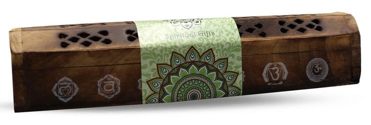 Produktbild: India Truhe "7 Chakren" Holz 30x6cm, R&auml;ucherst&auml;bchenhalter