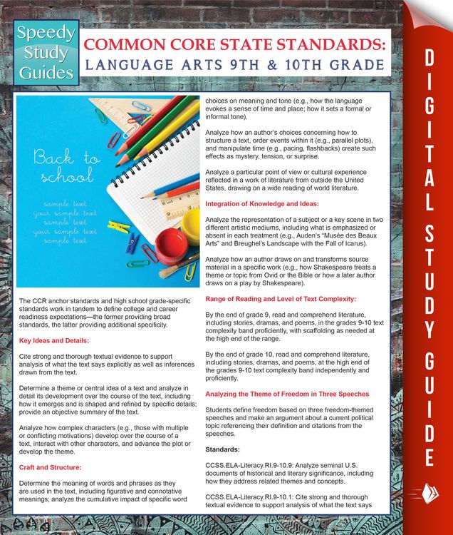 Produktbild: Common Core State Standards: Language Arts 9th And 10Th Grade