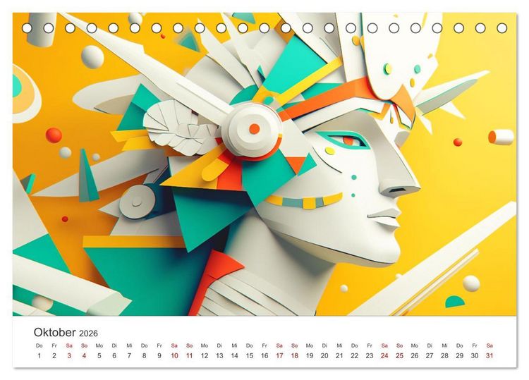 Produktbild: Die Farben des Origami (Tischkalender 2026 DIN A5 quer), CALVENDO Monatskalender