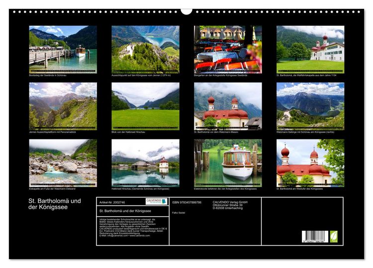 Produktbild: St. Bartholom&auml; und der K&ouml;nigssee (Wandkalender 2026 DIN A2 quer), CALVENDO Monatskalender