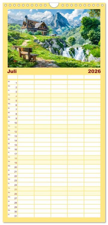 Produktbild: Familienplaner 2026 - Cottages am Wasser - Malerische R&uuml;ckzugsorte genie&szlig;en mit 5 Spalten (Wandkalender, 21 x 45 cm) CALVENDO