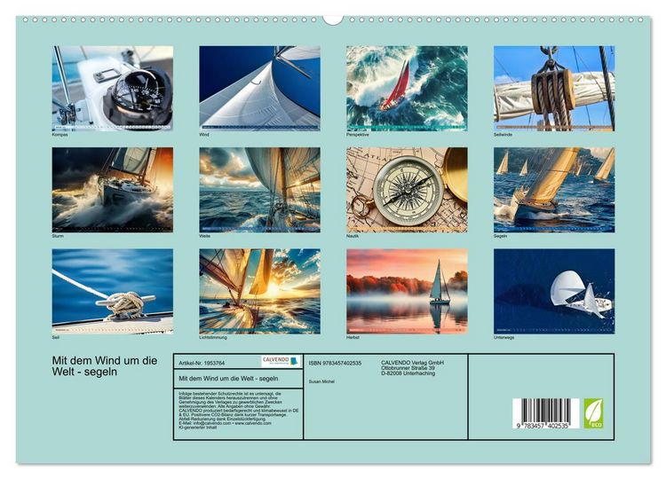 Produktbild: Mit dem Wind um die Welt - segeln (hochwertiger Premium Wandkalender 2026 DIN A2 quer), Kunstdruck in Hochglanz