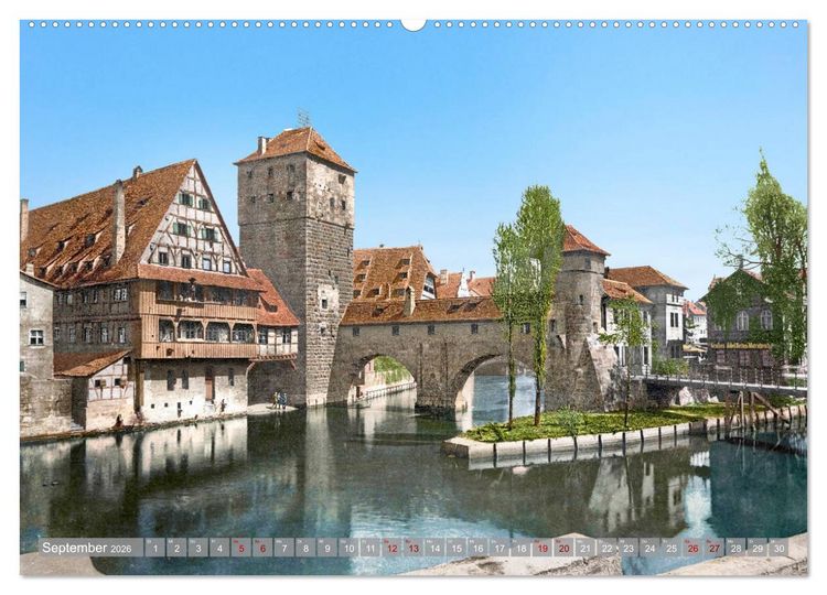 Produktbild: N&uuml;rnberg zur Kaiserzeit in Farbe - Fotos neu restauriert und koloriert (hochwertiger Premium Wandkalender 2026 DIN A2 quer), Kunstdruck in Hochglanz