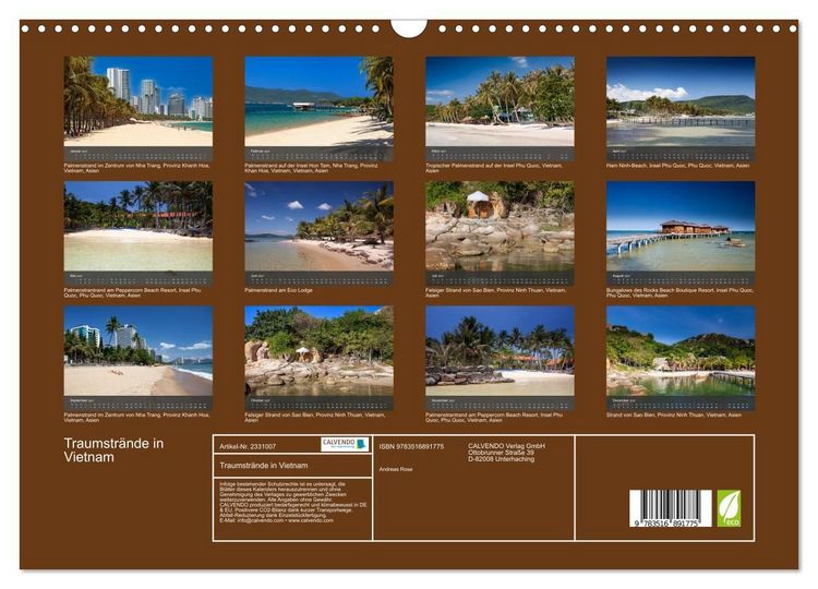Produktbild: Traumstr&auml;nde in Vietnam (Wandkalender 2027 DIN A3 quer), CALVENDO Monatskalender