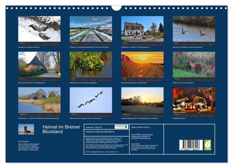 Produktbild: Heimat im Bremer Blockland (Wandkalender 2026 DIN A3 quer), CALVENDO Monatskalender