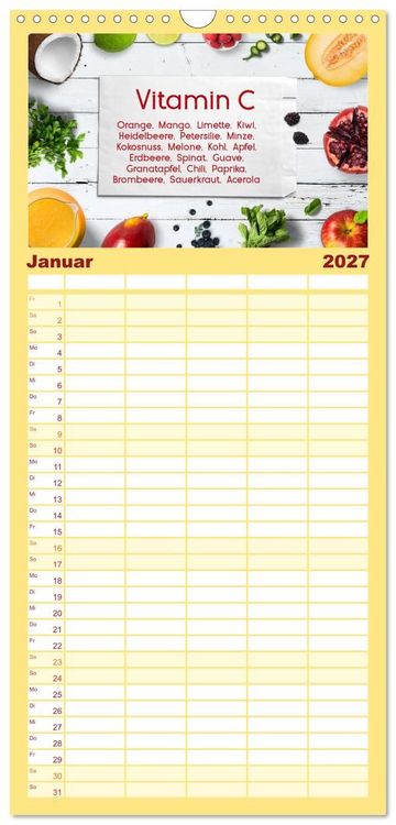 Produktbild: Familienplaner 2027 - Vitalstoffe - fit essen mit 5 Spalten (Wandkalender, 21 x 45 cm) CALVENDO