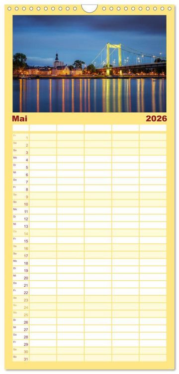 Produktbild: Familienplaner 2026 - K&ouml;ln dunkel bunt - Die Stadt in anderem Licht! mit 5 Spalten (Wandkalender, 21 x 45 cm) CALVENDO