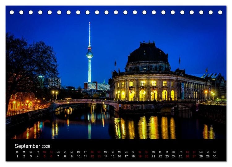 Produktbild: Eine Reise durch Berlin bei Nacht (Tischkalender 2026 DIN A5 quer), CALVENDO Monatskalender