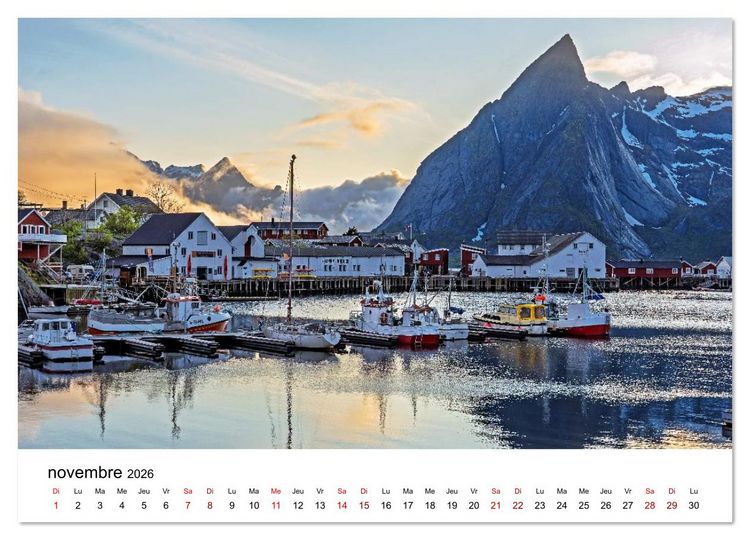 Produktbild: Lofoten - &Icirc;les de r&ecirc;ve norv&eacute;giennes (Calendrier mural 2026 DIN A2 vertical) calendrier de bureau