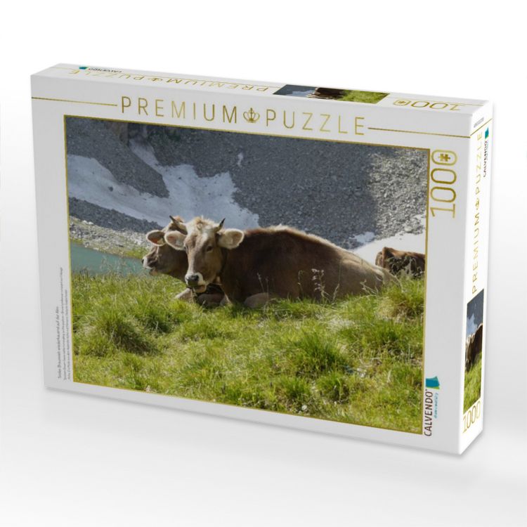 Produktbild: CALVENDO Puzzle Tiroler Braunvieh wiederk&auml;uend auf der Alm | 1000 Teile Lege-Gr&ouml;&szlig;e 64x48cm Foto-Puzzle f&uuml;r gl&uuml;ckliche Stunden