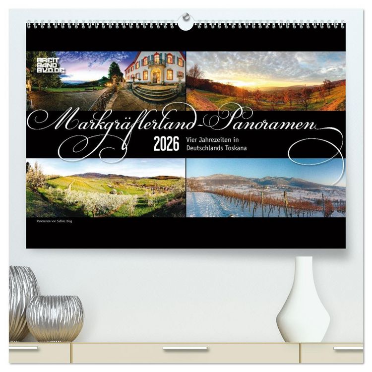 Produktbild: Markgr&auml;flerland-Panoramen - Vier Jahreszeiten in der Toskana Deutschlands (hochwertiger Premium Wandkalender 2026 DIN A2 quer), Kunstdruck in Hochglanz
