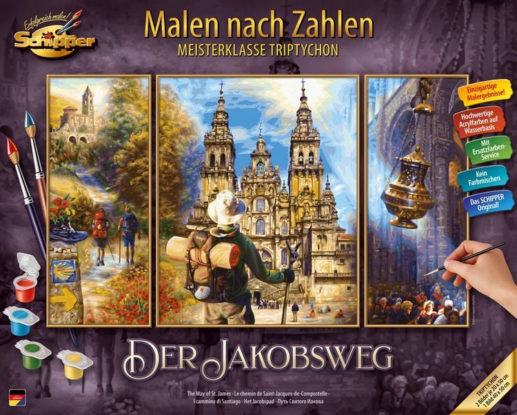 Produktbild: Schipper 609260854 - Malen nach Zahlen, Der Jakobsweg, Triptychon, 50 x 80 cm