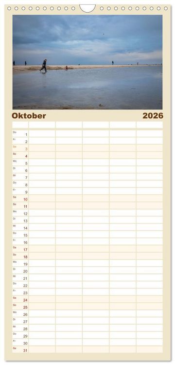 Produktbild: Familienplaner 2026 - Am Strand von Langeoog mit 5 Spalten (Wandkalender, 21 x 45 cm) CALVENDO