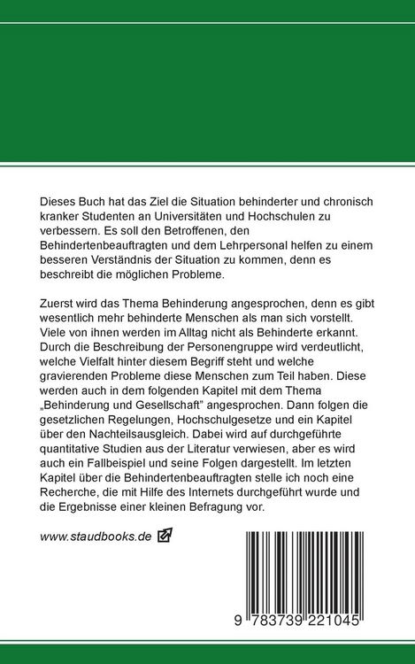 Produktbild: Studierende mit Behinderungen und chronischen Erkrankungen an Universit&auml;ten und Hochschulen