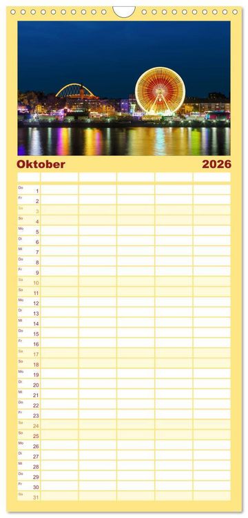 Produktbild: Familienplaner 2026 - K&ouml;ln dunkel bunt - Die Stadt in anderem Licht! mit 5 Spalten (Wandkalender, 21 x 45 cm) CALVENDO