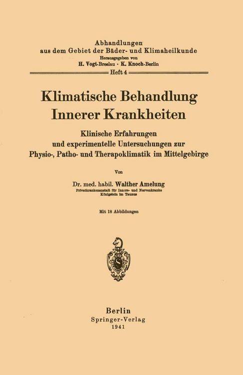 Produktbild: Klimatische Behandlung Innerer Krankheiten