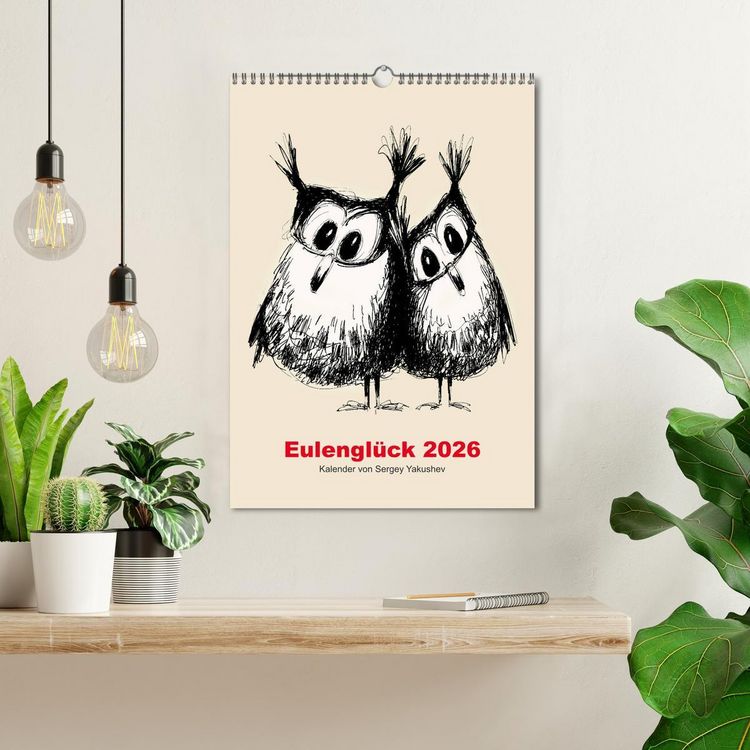Produktbild: Eulengl&uuml;ck 2026 (Wandkalender 2026 DIN A3 hoch), CALVENDO Monatskalender
