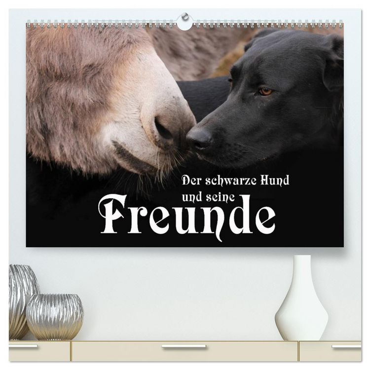 Produktbild: Der schwarze Hund und seine Freunde (hochwertiger Premium Wandkalender 2026 DIN A2 quer), Kunstdruck in Hochglanz