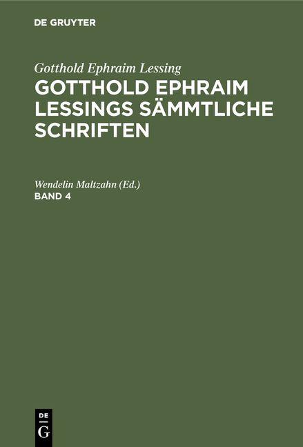 Produktbild: Gotthold Ephraim Lessings S&auml;mmtliche Schriften. Band 4