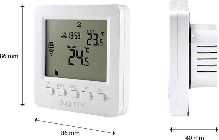 Produktbild: Sygonix SY-4500820 Funk-Raumthermostat Unterputz Wochenprogramm 1St.