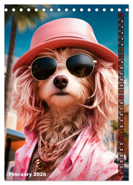 Produktbild: Stylish Dogs (Desk Calendar 2026 DIN A5 portrait), CALVENDO 12 Month DeskCalendar