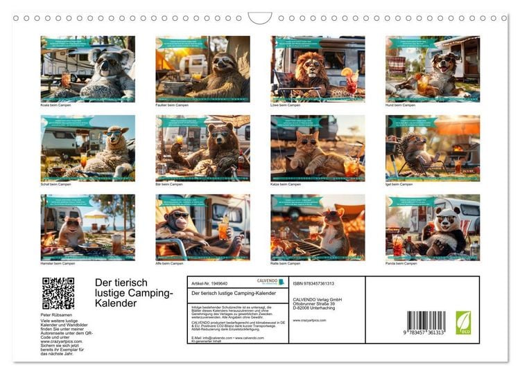 Produktbild: Der tierisch lustige Camping-Kalender (Wandkalender 2026 DIN A3 quer), CALVENDO Monatskalender
