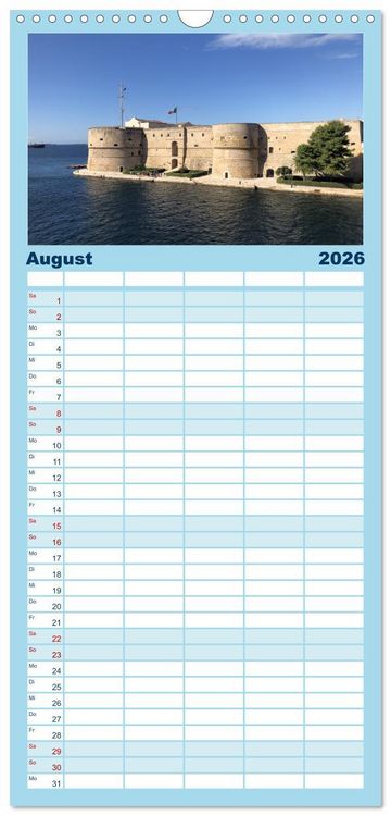 Produktbild: Familienplaner 2026 - Apuliens K&uuml;stenorte mit 5 Spalten (Wandkalender, 21 x 45 cm) CALVENDO