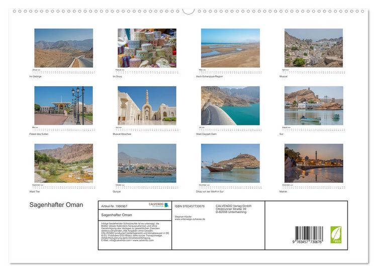Produktbild: Sagenhafter Oman (hochwertiger Premium Wandkalender 2026 DIN A2 quer), Kunstdruck in Hochglanz