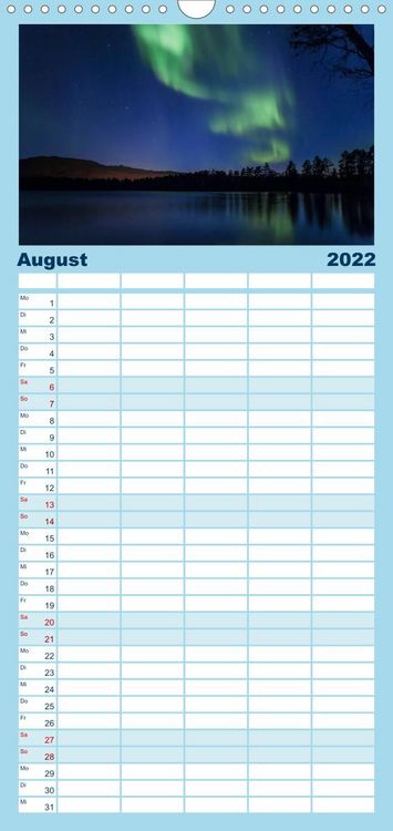 Produktbild: Familienplaner Nordlichter - Magische N&auml;chte in Skandinavien (Wandkalender 2022 , 21 cm x 45 cm, hoch)
