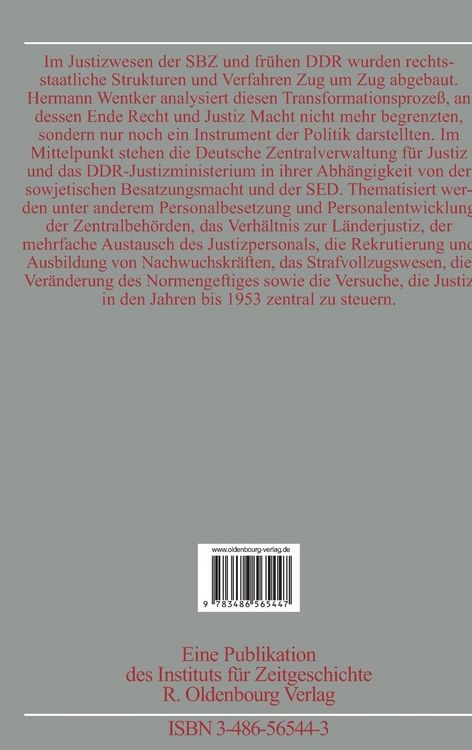 Produktbild: Justiz in der SBZ/DDR 1945-1953