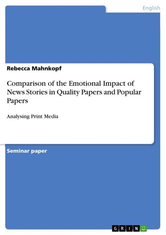 Produktbild: Comparison of the Emotional Impact of News Stories in Quality Papers and Popular Papers