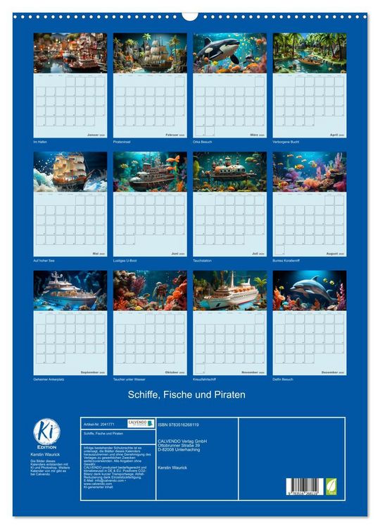 Produktbild: Schiffe, Fische und Piraten (Wandkalender 2026 DIN A2 hoch), CALVENDO Monatskalender