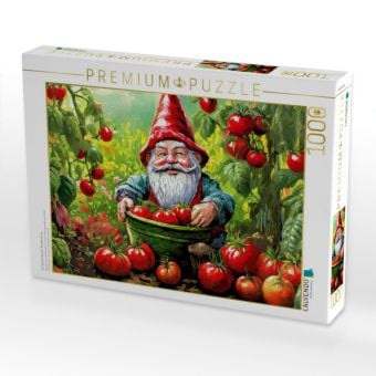 Produktbild: CALVENDO Puzzle Ein Wichtel bei der Tomatenernte | 1000 Teile Lege-Gr&ouml;&szlig;e 64x48cm Foto-Puzzle f&uuml;r gl&uuml;ckliche Stunden
