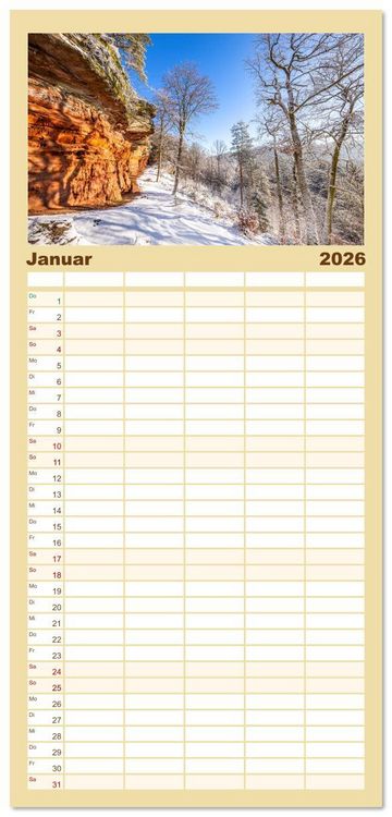 Produktbild: Familienplaner 2026 - Bunter Pf&auml;lzerwald mit 5 Spalten (Wandkalender, 21 x 45 cm) CALVENDO