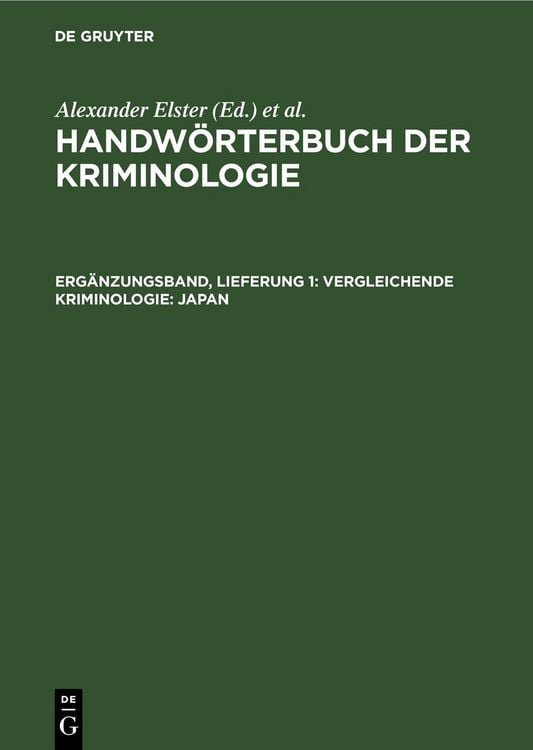 Produktbild: Handw&ouml;rterbuch der Kriminologie / Vergleichende Kriminologie: Japan