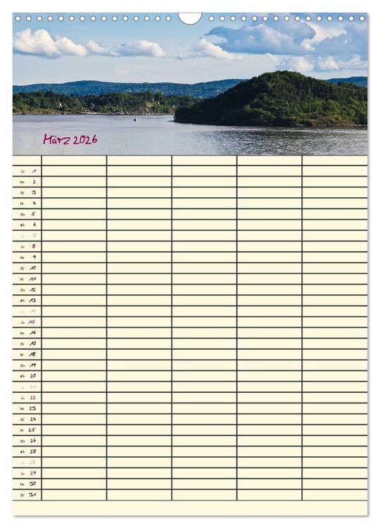 Produktbild: Familienplaner Norwegen (Wandkalender 2026 DIN A3 hoch), CALVENDO Monatskalender