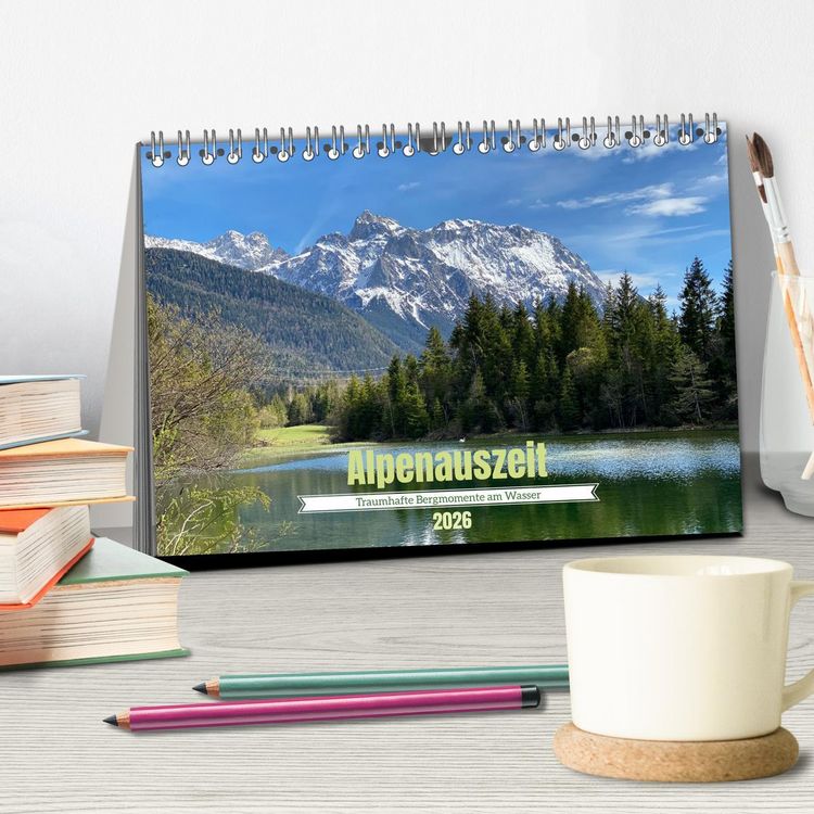 Produktbild: Alpenauszeit - Traumhafte Bergmomente am Wasser (Tischkalender 2026 DIN A5 quer), CALVENDO Monatskalender