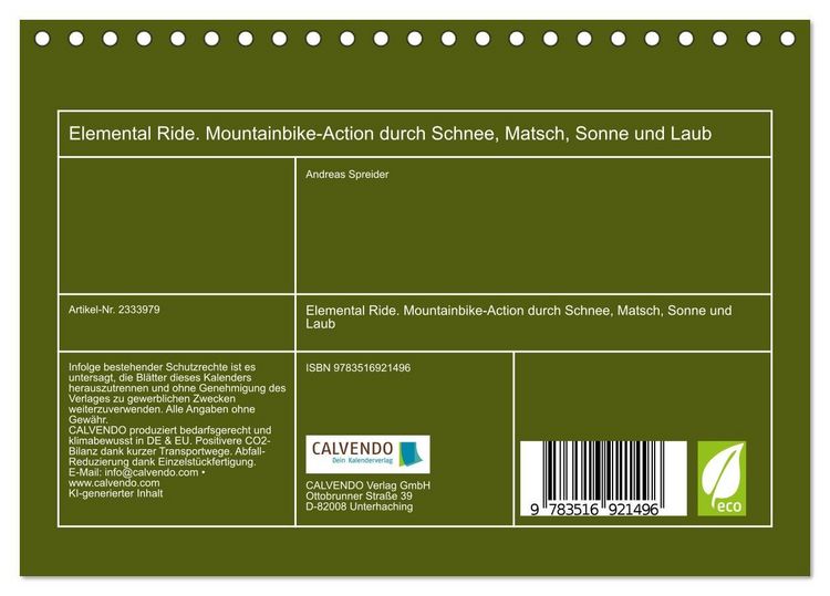 Produktbild: Elemental Ride. Mountainbike-Action durch Schnee, Matsch, Sonne und Laub (Tischkalender 2027 DIN A5 quer), CALVENDO Monatskalender